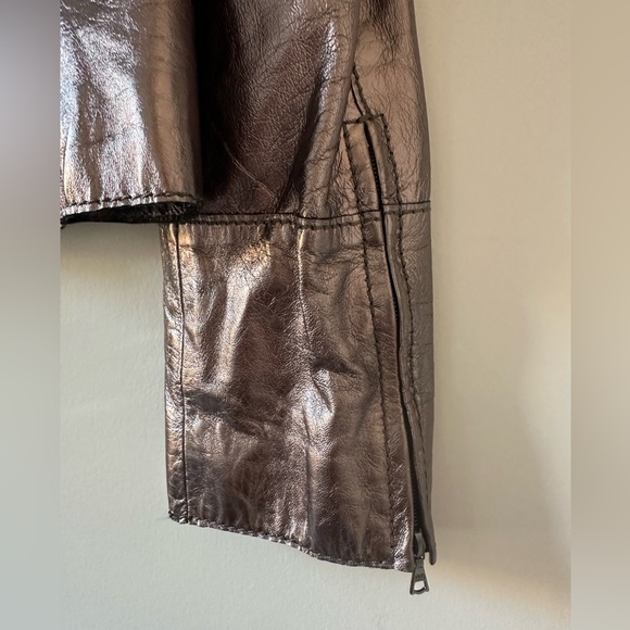 Boss Hugo Boss Silver Metallic Lamb Leather Jacket - Picture 6 of 12